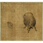 Small Boy Struggling To Lead A Water Buffalo Poster Print by Unknown, 12 x 12 - Small