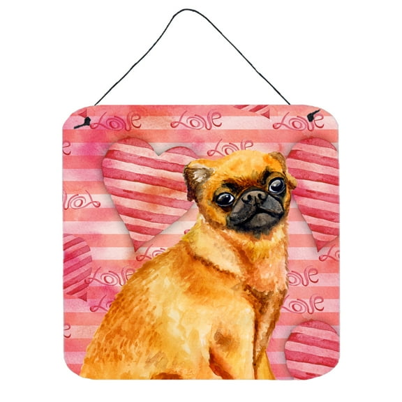 Small Brabant Griffon Love Wall or Door Hanging Prints Red