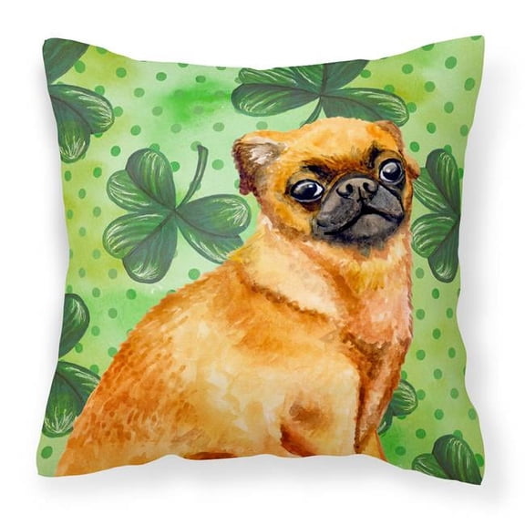 Small Brabant Griffon St.Patricks Fabric Decorative Pillow