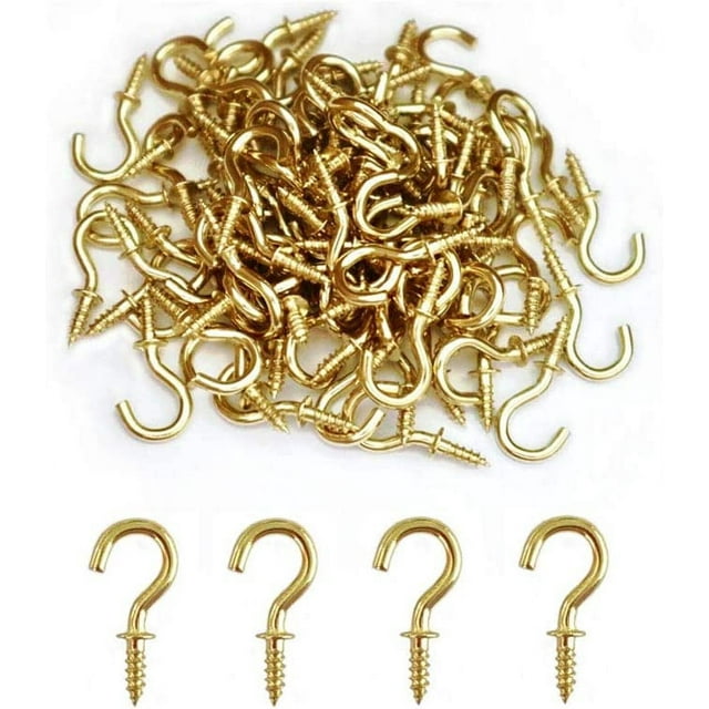 Small Brass Ceiling Hooks 1/2'' Screwin Light Hooks Gold Hanging Cup