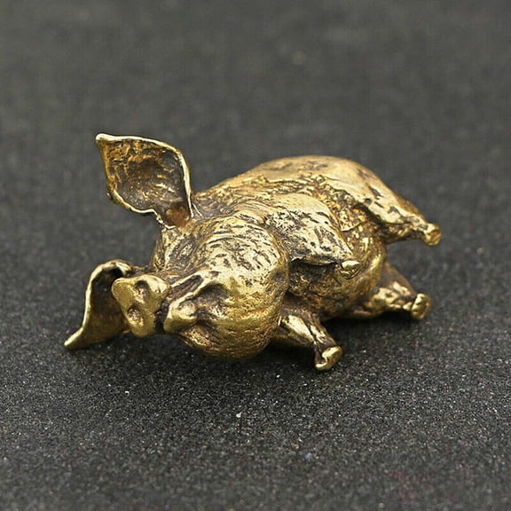 Small Brass Pig Figurine Statue Home Office Desktop Decoration Animal Figurines Toys