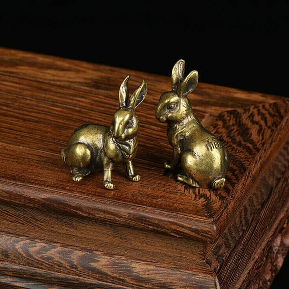 Small Brass Rabbit Figurine Rabbit Statue Ornament House Animal Figurines 1 Pair