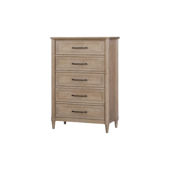 FunMay Breakfront Dresser with Transitional Design, Mindi Veneer, Sand Finish, and Drawer