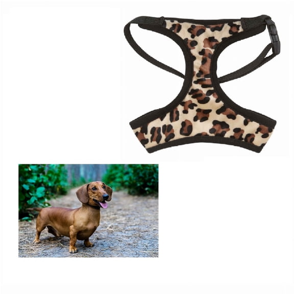 Small Breed Dog Harness Cheetah or Zebra Plush Adjustable Chest Strap and D Ring (Cheetah - Small)