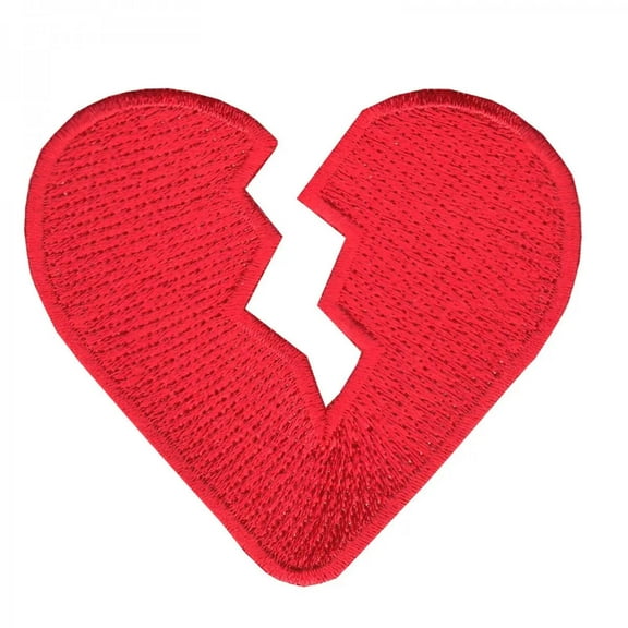 Small Broken Heart Embroidered Iron On Patch