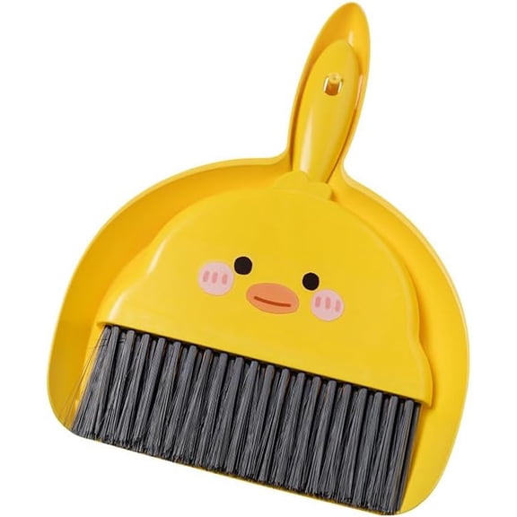 Small Broom and Dustpan Set,1pc Dust Pan and Brush Set,Cute Little Yellow Hand Mini Broom and Dustpan Set,Small dust pan Mini for Tabletop Debris,Keyboards&Clean Pet Cages Guinea Pig Cage(Chick)