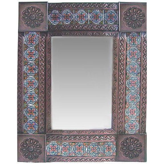 Small Brown Gerona Mexican Tile Mirror