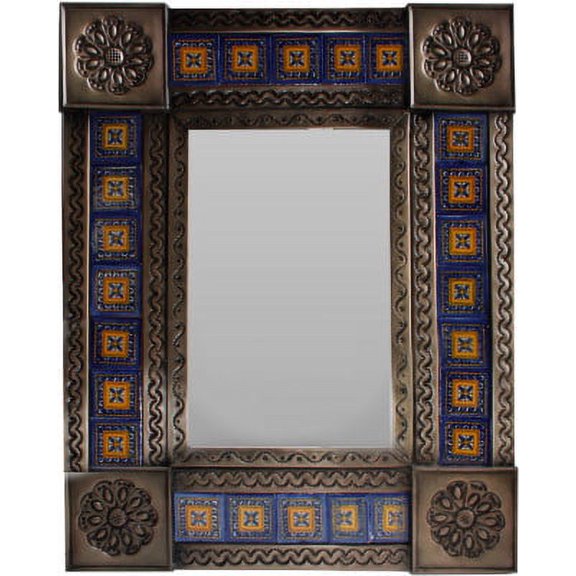 Small Brown Orizaba Tile Talavera Tin Mirror