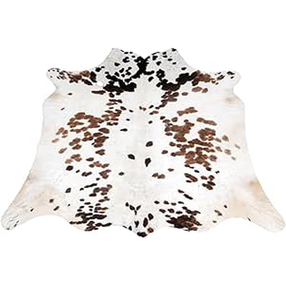 Small Brown and White Cowhide Rug - Luxurious Natural Design for Elegant Home Decor, Perfect for Living Room or Bedroom Accents
