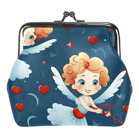 Small Buckle Coin Purse Love Cupid Heart Pouch Kiss-lock Clasp Change Purse Wallets