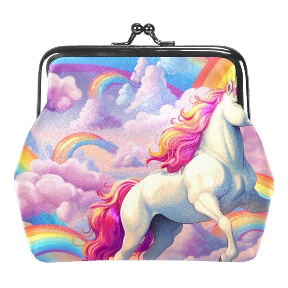 Small Buckle Coin Purse Rainbow Unicorn Pouch Kiss-lock Clasp Change Purse Wallets
