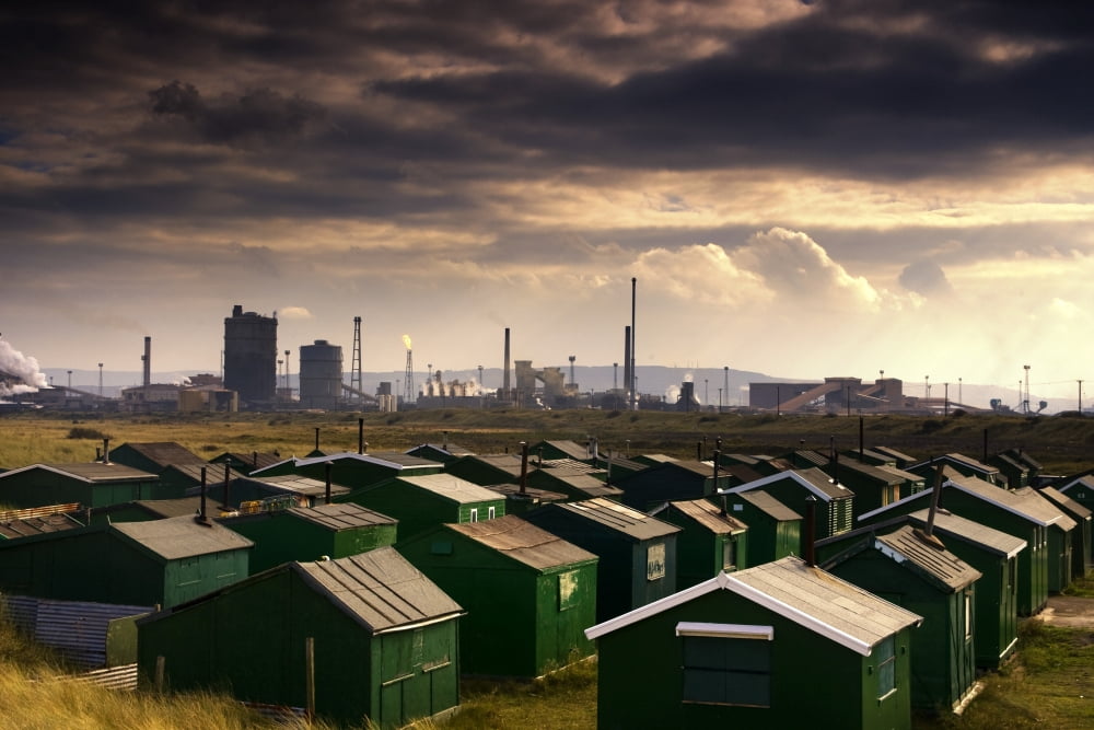 Small Buildings And Cityscape Teesside England Canvas Art - John Short Design Pics (17 x 11)