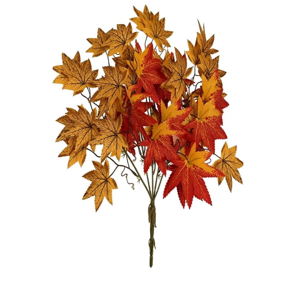 Small Bundles of Artificial Maple Leaves, Plastic Halloween Home Decorations with Flexible Iron Wire Stems and Fade-Resistant Fabric, for Yard Branches and Fall Scene Layout