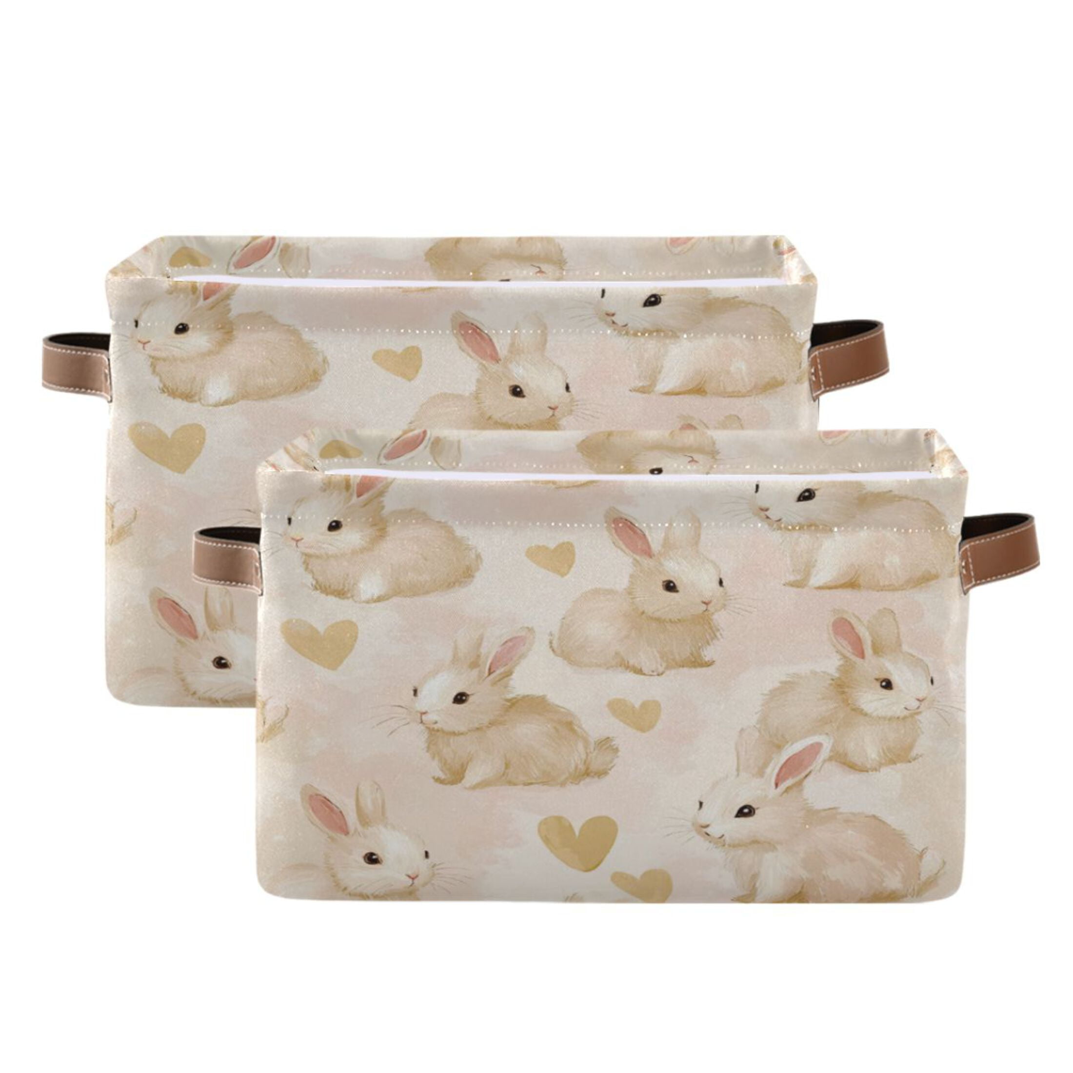 Small Bunnies Foldable Storage Basket,Canvas Fabric Foldable Storage Bins with Handles Open Home Storage Bins Boxes for Toy Book Shelf Closet Baskets