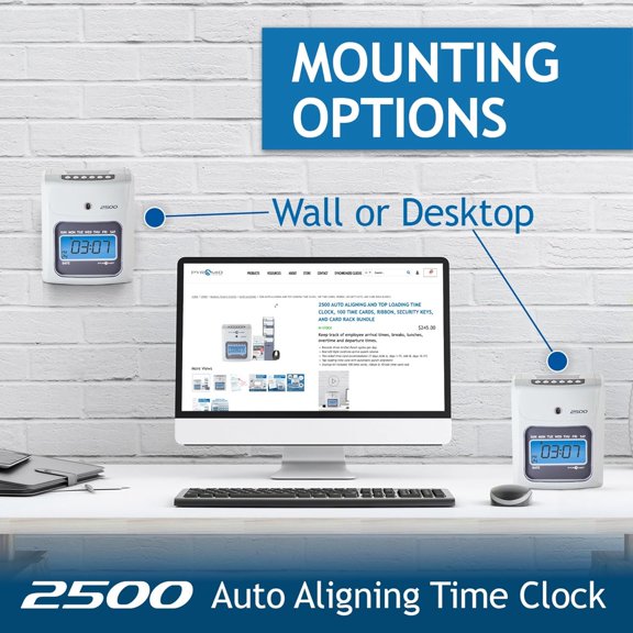 Small Business 2500 Time Clock Bundle, Unlimited Employees, Ivory$$Office