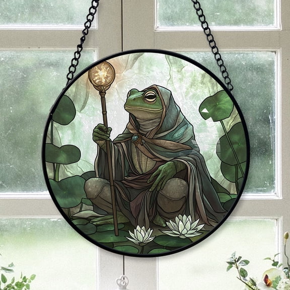 Small Business Christmas Gift - Mystic Spellcaster Frog Christmas Stained Glass Hanging Ornament - Sparkling Holiday Tree Decoration, Xmas Gift for Friends & Family, 2025 Keepsake