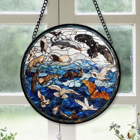 Small Business Christmas Gift - World map Stained Glass Hanging Ornament - Merry Christmas Tree Decor, Thoughtful Holiday Gift for Mom, Dad, Friends, Family