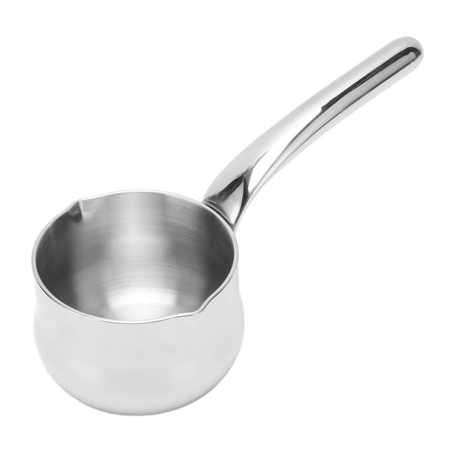 Small Butter Warmer Pot 304 Stainless Steel Mini Hot Oil Pan with Dual Pour Spout for Milk Tea