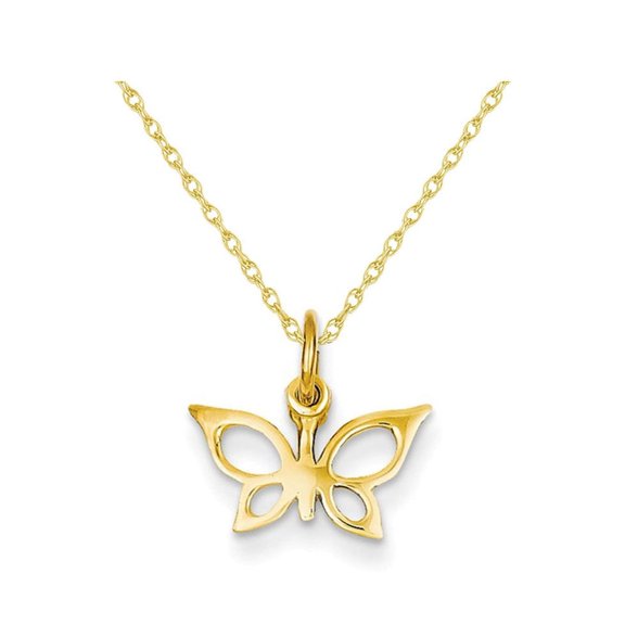 Gem & Harmony Small Butterfly Charm in 14K Yellow Gold with Chain for Women