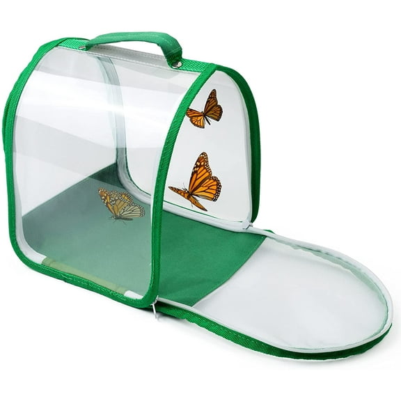 Small Butterfly Habitat, Insect Mesh Cage, Caterpillar Enclosure, Critter Cage, Bug Terrarium Portable Carry Handle Easy to Observe 8 x 8 x 8 Inches
