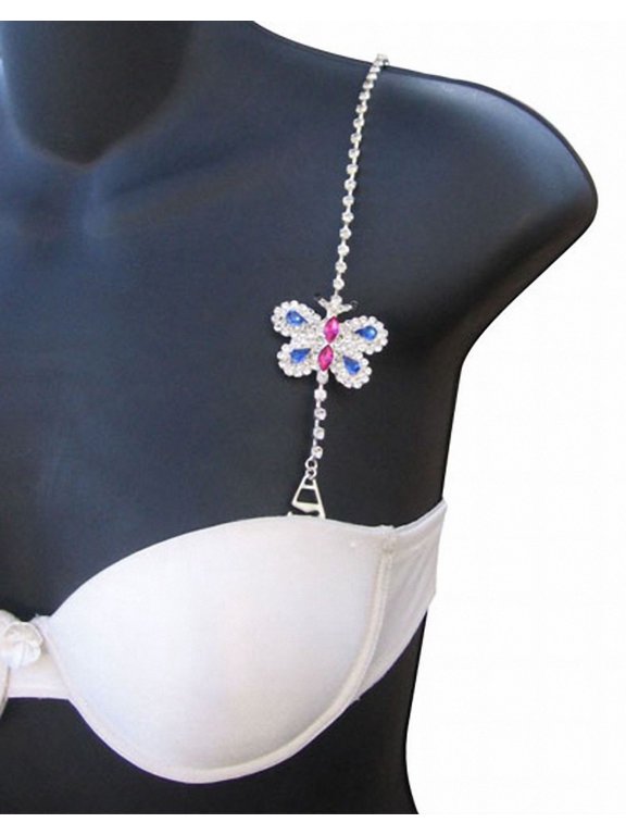 Small Butterfly Rhinestone Bra Strap
