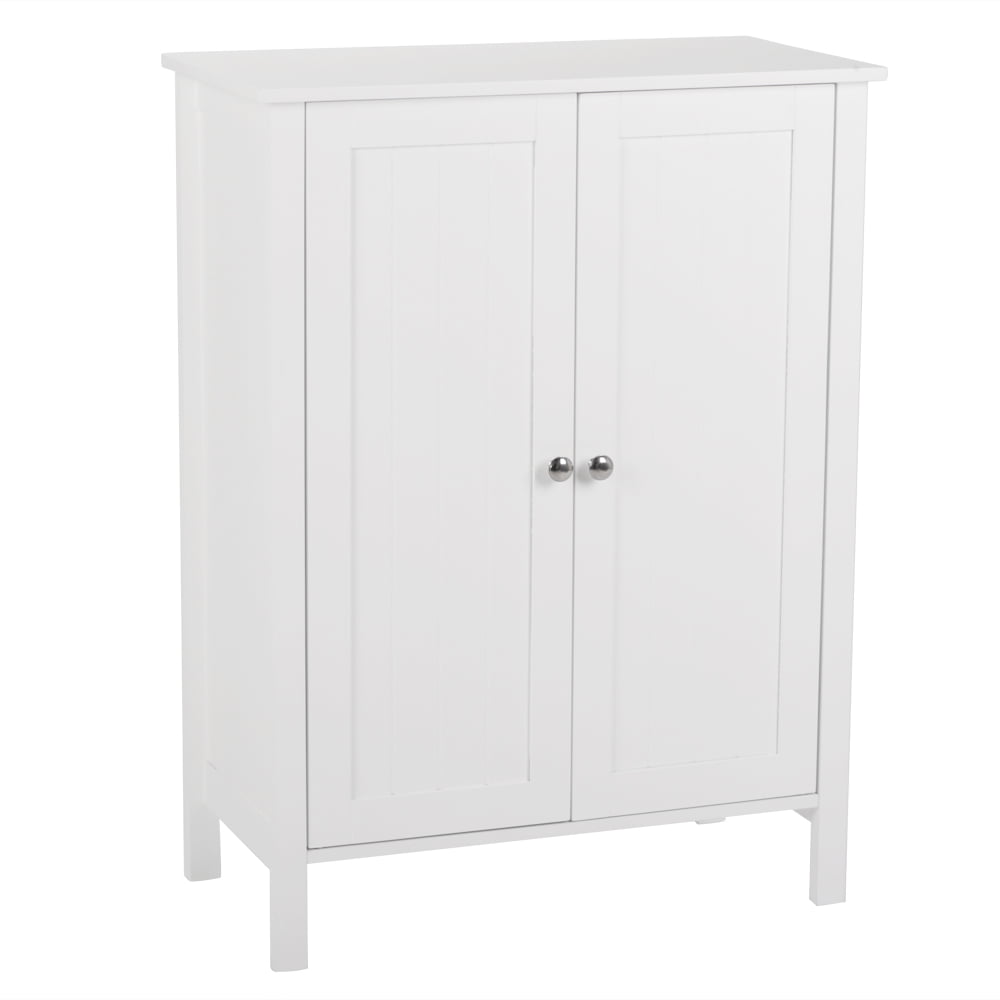Bonnlo Small Storage Cabinet Wooden Bathroom Floor Cabinet Small Space  Furniture White Side Storage Organizer with 4 Drawers and 1 Cupboard  Adjustable