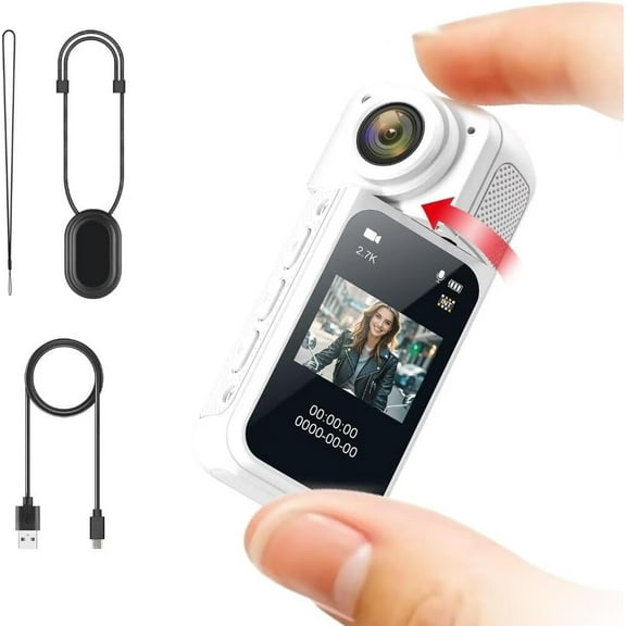 RWSEFK 180 Degree Rotation Action Camera Wearable Mini Camera Digital Video WIFI Magnetic Stand Thumb Sized Hands Free for Daily Life Recording