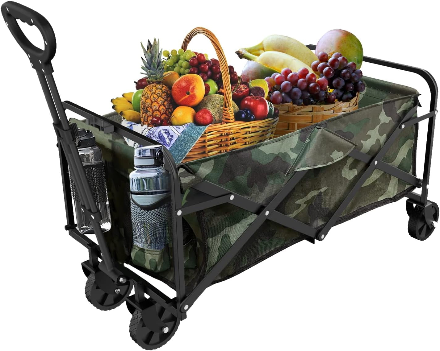Small Camo Portable Wagon, Collapsible Folding Utility Camping Wagon