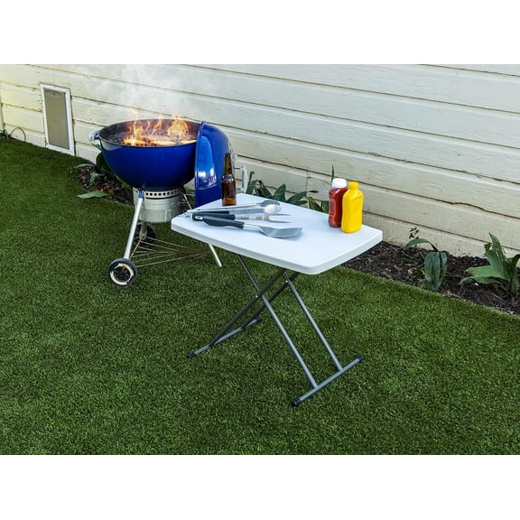 Small Camping Personal Folding Table, Heavy Duty Utility Table, Adjustable Height, Platinum
