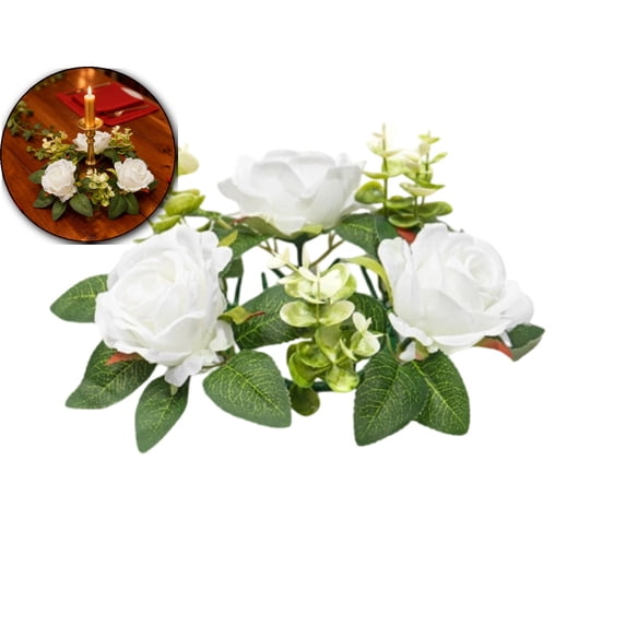 Small Candle Ring Wreath Fake Peony Artificial Flower Wedding Centerpieces 5.9 inch Center for Tables Spring Summer Wreath for Front Door Weddings Bouquet Party Decor
