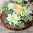thumbnail image 1 of Small Candle Rings Wreaths,Artificial Rose Candle Rings,Summer Artificial Flowered Candles Wreaths for Pillars Christmas Wedding Home Table Party Decoration,Mini Floral Wedding Candle Rings Wreaths, 1 of 8