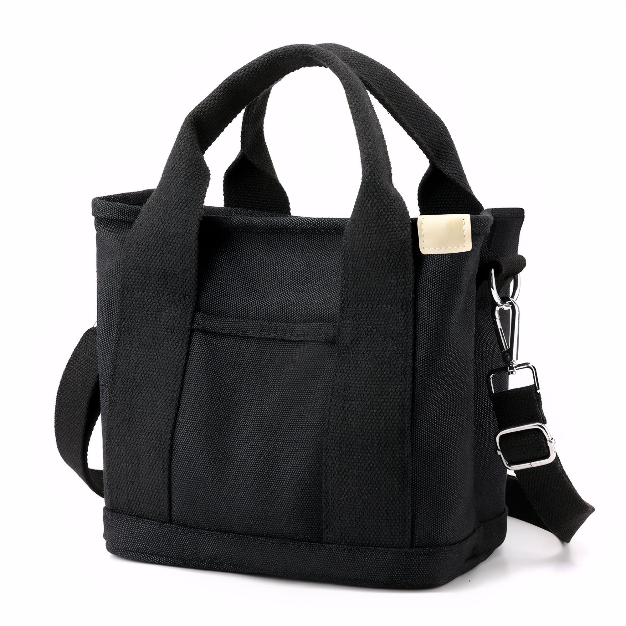 Drimzate Small Canvas Tote with Zipper, 9.05x5.90x8.26 in, Black