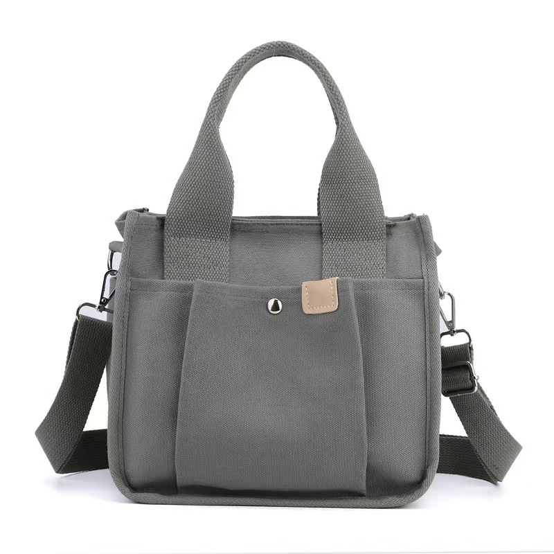 Small Canvas Tote Bag with Pockets for Women, Cute Mini Crossbody Shoulder Bags, Casual Satchel Purse Hobo Messenger Handbag