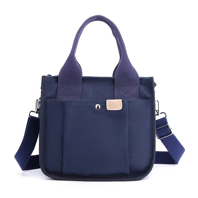Small Canvas Tote Bag with Pockets for Women, Cute Mini Crossbody Shoulder Bags, Casual Satchel Purse Hobo Messenger Handbag