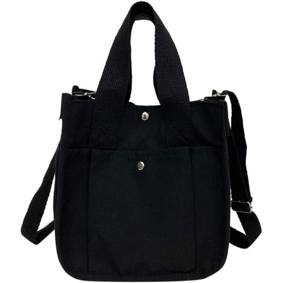 Small Canvas Tote Bag with Strap for Women Casual Satchel Handbag Hobo Crossbody Shoulder Purse for Work Travel
