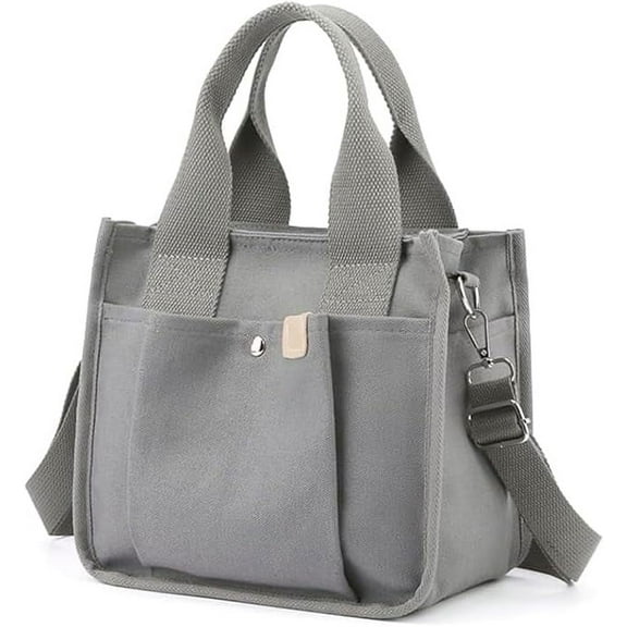Small Canvas Tote Bag with Zipper, 2023 Canvas Multi-Pocket Crossbody Bag Purse Top Handle Satchel Handbags