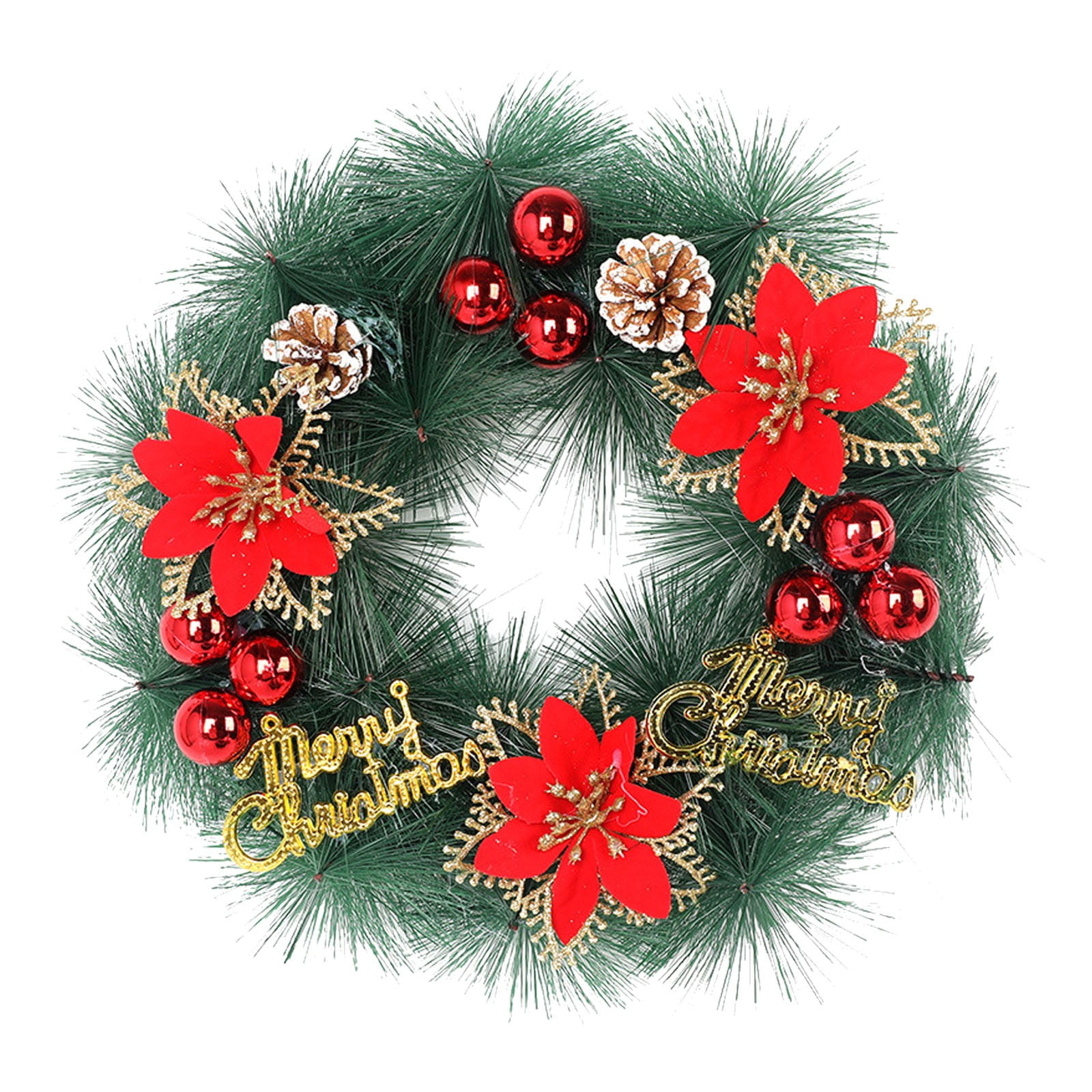 Yoleshy 17'' Silver Christmas Wreath With Christmas Balls