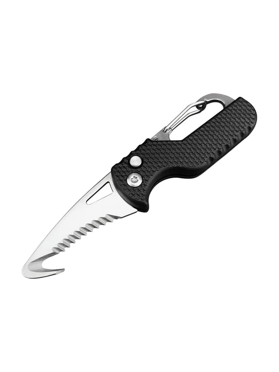 Mini Carabiner Keychain Knife, EDC Muti-Tool for Opening Wrap, Tape and Strap, Box Cutter, Seat Belt Cutter, Survival Gear for Men Women
