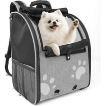 Small Dog Carrier Backpack, Breathable Cat Carrier Large Space, Dogs up to 13 lbs, Cats up to 17 lbs (Grey).