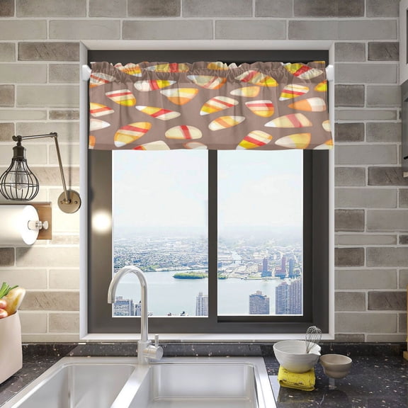Small Cartoon Candy Corn Curtain Valances Window Treatment Rod Pocket Drape Valance 54" X 18" for Kitchen Living Room Bedroom