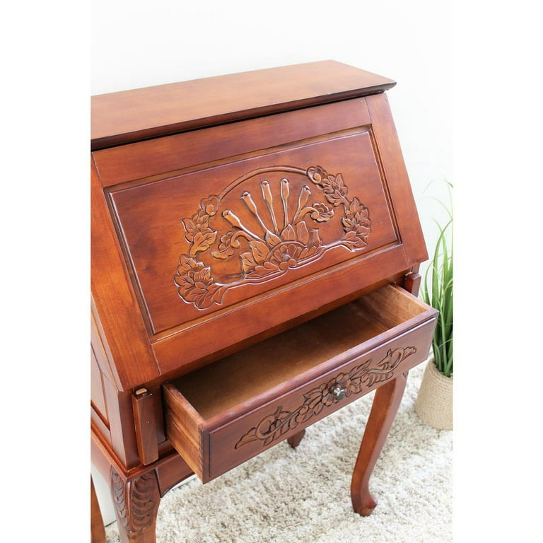 International Caravan Small Carve Writing Desk International Caravan Small Carve Writing Desk