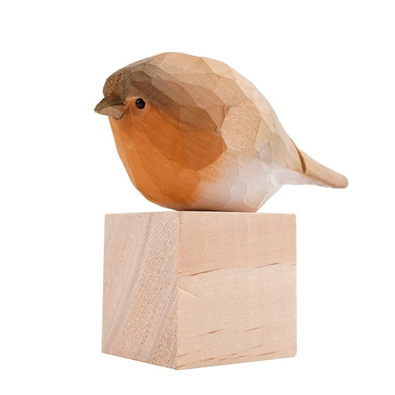 Small Carved Wooden Bird Figurines, Cute Bird Statues Home Decor, Wood Bird Statues Modern Bird Sculpture Decorative Ornaments for Living Room, Bathroom