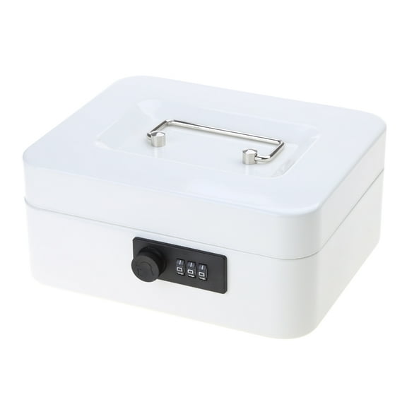 Small Cash Box with Combination Lock Portable Metal Money Box with Double Layer for Security