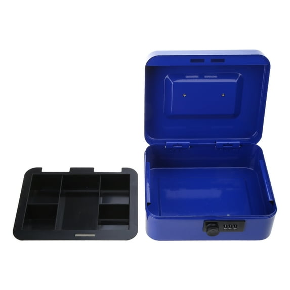 Small Cash Box with Combination Lock Portable Metal Money Box with Double Layer for Security