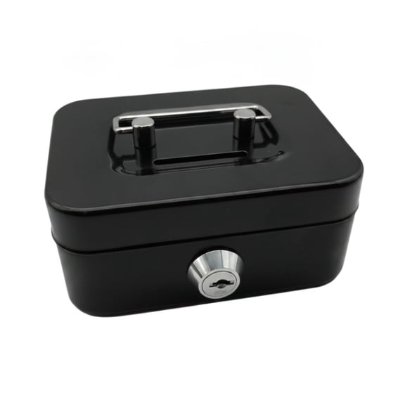 Small Cash Box with Key Lock, Portable Metal Money Organizer, Secure Petty Cash Box for Business, Retail, Events