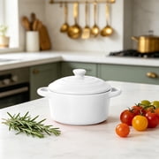 Small Casserole Dish, Mini Cocotte Ceramic Baking Bowl with Lid, Ramekins Oven Safe with Lids, Small Dutch Oven Pot for Soup, Le Creuset Style Ramekins 5.11 Inch