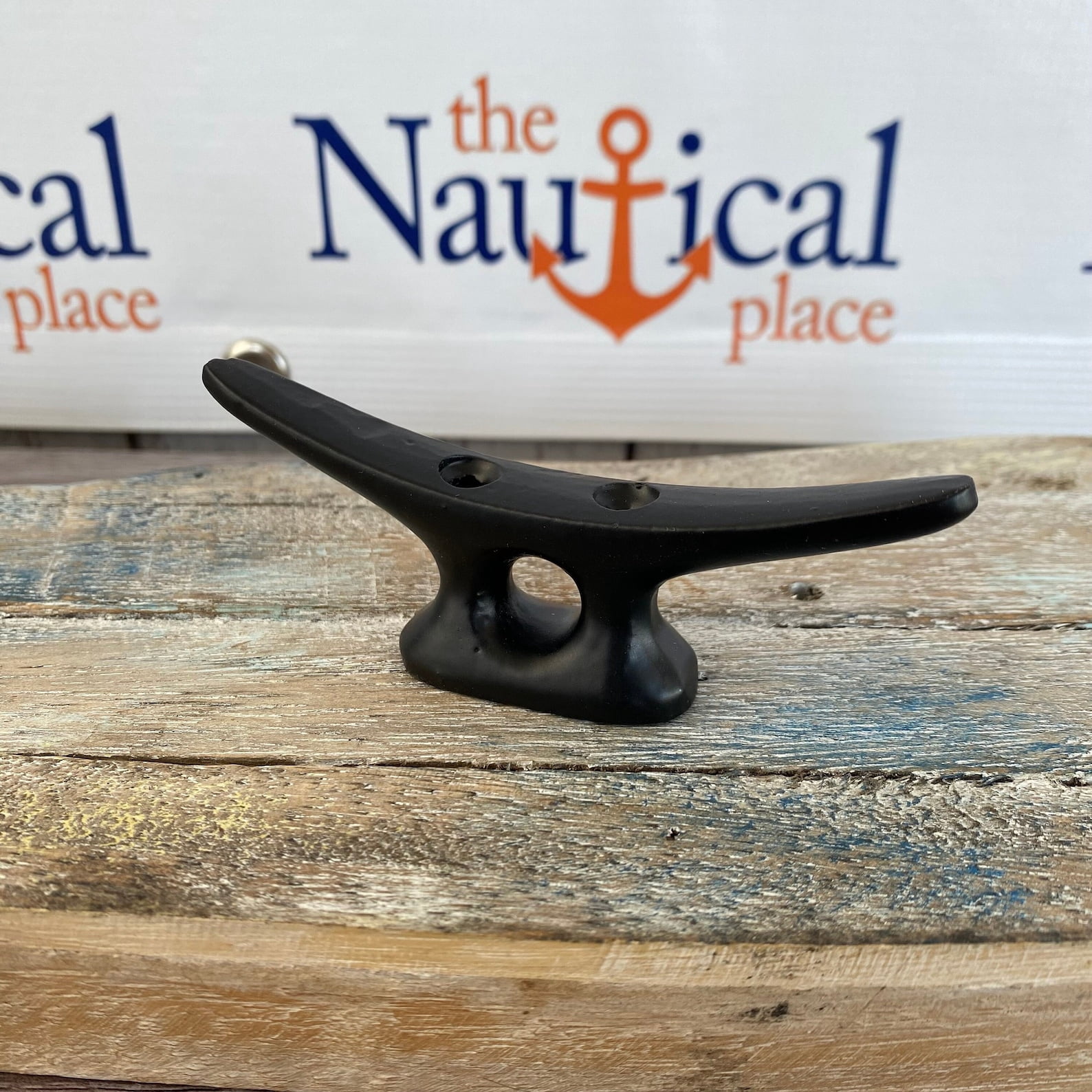 Small Cast Iron Cleat w/ Black Finish, Nautical Marine Boat Dock Chock