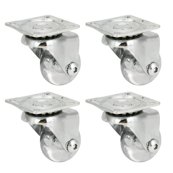 Small Caster Wheels For Furniture, Non-Marking Low Profile Casters, Heavy Duty Polyurethane Rubber Silent Casters, Smooth 360 Degrees Rotation, Set Of 4