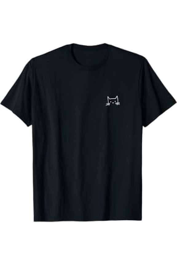 Small Cat Face Cat Lover Funny Cat Minimalist Subtle Cat T-Shirt