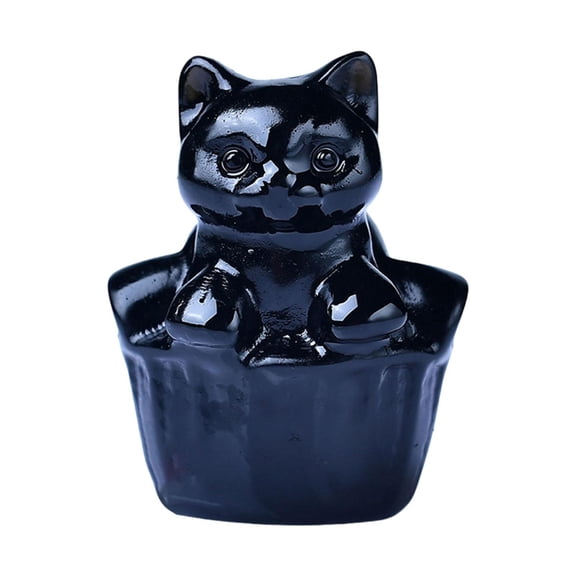 Small Cat Figurine Mini Kitten Ornament Animal Sculpture Imitation Crystal for Home Desk Car Dashboard Decoration